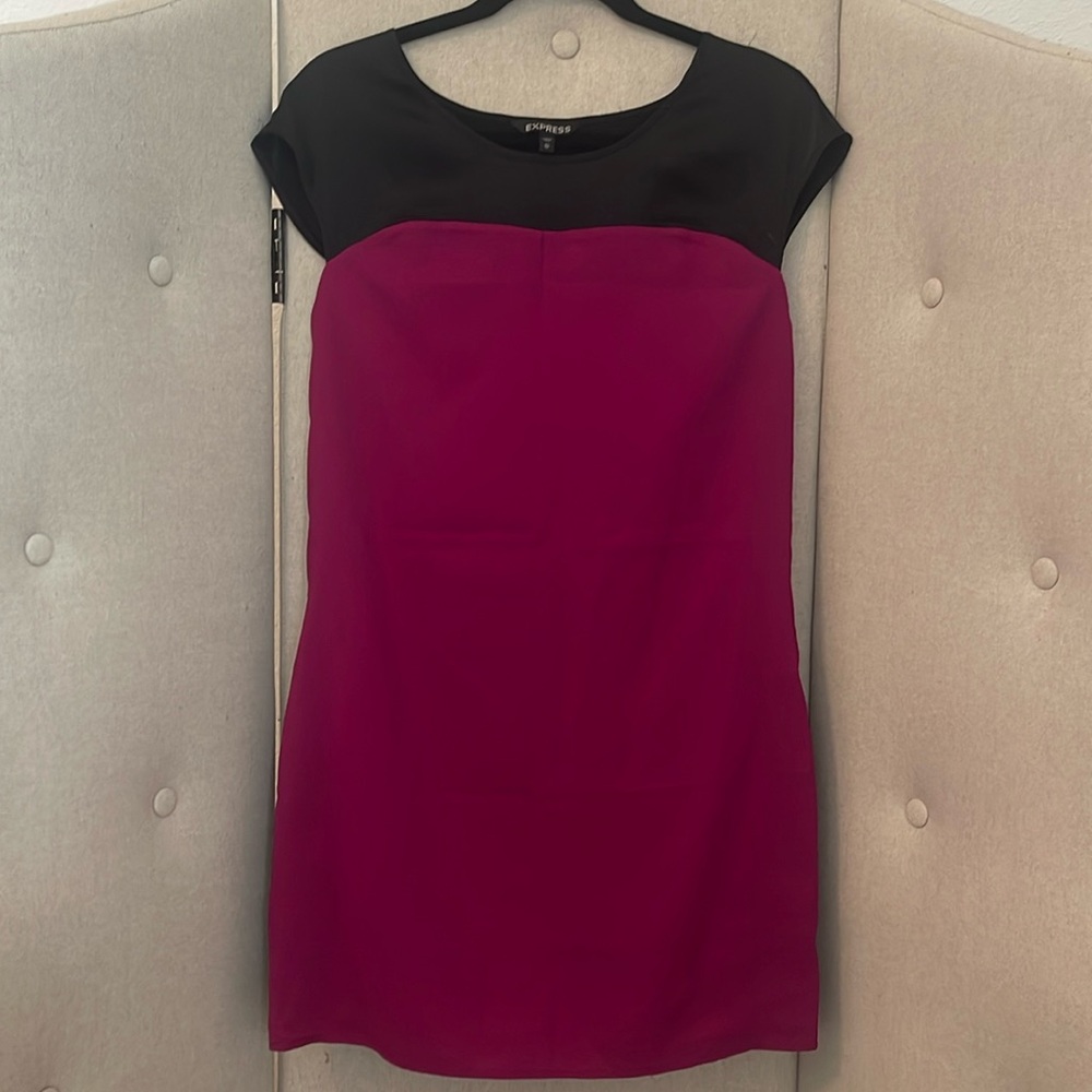 Express Pink and Burgundy Colorblock Short Sleeve  Dress XS